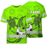 Hi Vis Shirt Reflective Tapes Lime Neon Polynesian Custom Name Safety Workwear For Workers, Truckers, Operators