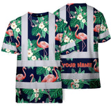 Hi Vis Shirt Reflective Tapes Neon Pink Flowers 2 Custom Name Safety Workwear For Workers, Truckers, Operators