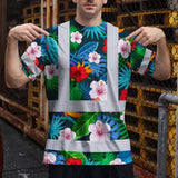 Hi Vis Shirt Reflective Tapes Neon Pink Flowers Custom Name