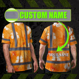 Hi Vis Shirt Reflective Tapes Orange Neon Custom Name Safety Workwear For Workers, Truckers, Operators