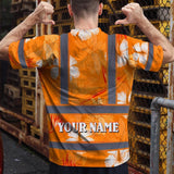 Hi Vis Shirt Reflective Tapes Orange Neon Custom Name Safety Workwear For Workers, Truckers, Operators