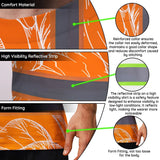 Hi Vis Shirt Reflective Tapes Orange Neon Flowers Custom Name Safety Workwear For Workers, Truckers, Operators