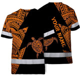 Hi Vis Shirt  Reflective Tapes Orange Neon Turtle Hawaii Custom Name