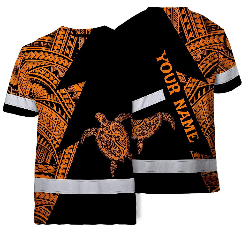 Hi Vis Shirt  Reflective Tapes Orange Neon Turtle Hawaii Custom Name