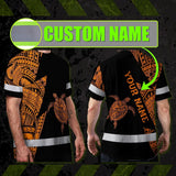 Hi Vis Shirt  Reflective Tapes Orange Neon Turtle Hawaii Custom Name