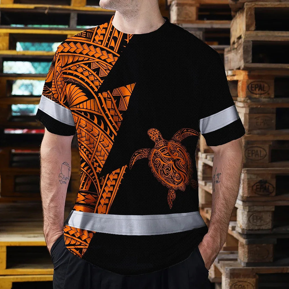 Hi Vis Shirt  Reflective Tapes Orange Neon Turtle Hawaii Custom Name
