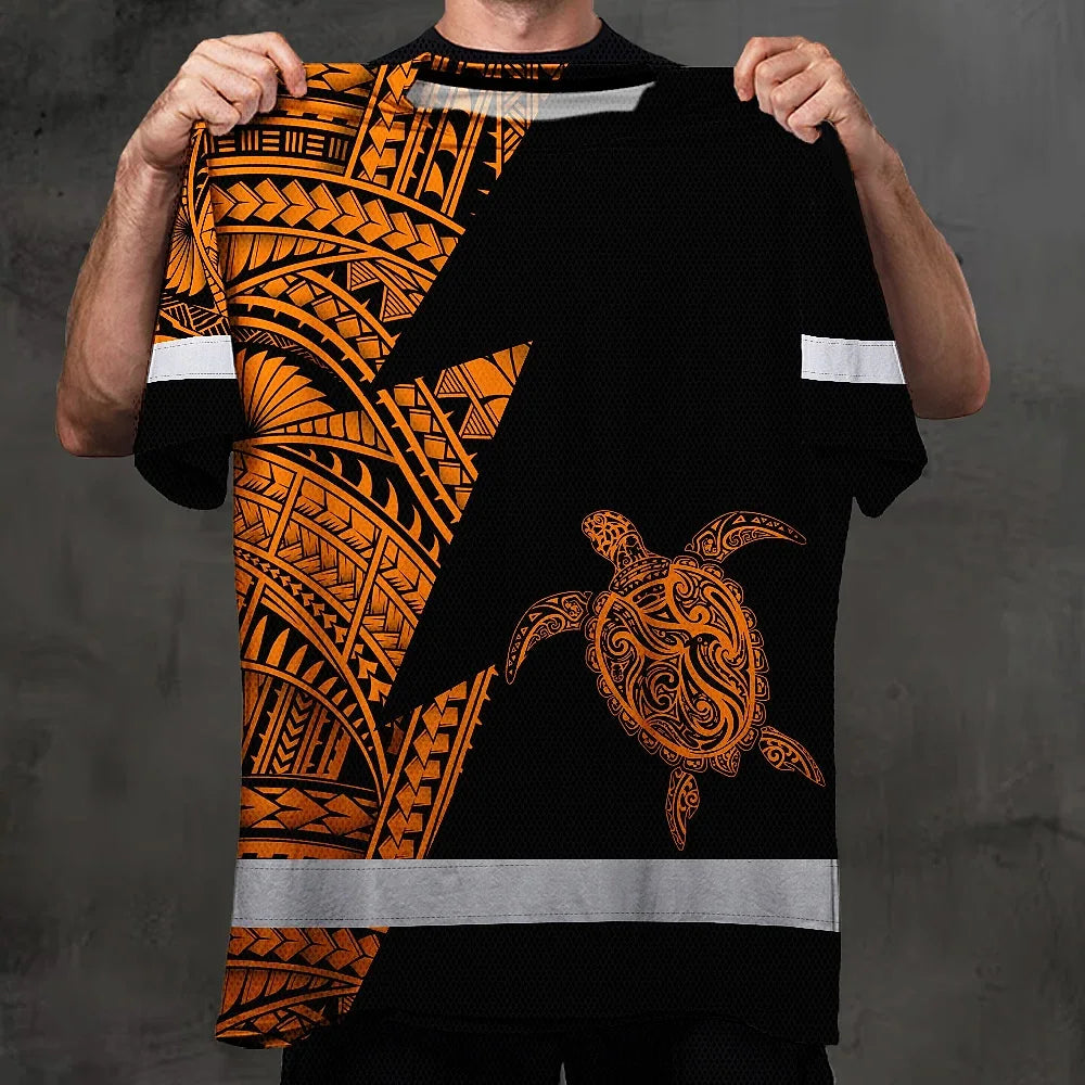 Hi Vis Shirt  Reflective Tapes Orange Neon Turtle Hawaii Custom Name