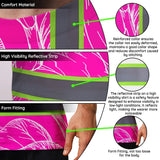 Hi Vis Shirt Reflective Tapes Pink Neon And White Flowers Custom Name Safety Workwear For Workers, Truckers, Operators