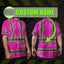 Pink Neon Flowers Hi-Vis Work Shirt
