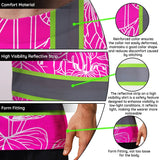 Hi Vis Shirt Reflective Tapes Pink Neon Flowers Custom Name Safety Workwear For Workers, Truckers, Operators