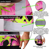 Hi Vis Shirt Reflective Tapes Pink Neon Lime Skull Custom Name Safety Workwear For Workers, Truckers, Operators