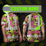 Hi Vis Shirt Reflective Tapes Pink Neon Lime Skull Custom Name Safety Workwear For Workers, Truckers, Operators