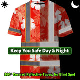 Hi Vis Shirt Reflective Tapes Red Neon Custom Name Safety Workwear For Workers, Truckers, Operators
