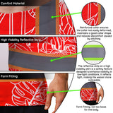 Hi Vis Shirt Reflective Tapes Red Neon Flowers Custom Name Safety Workwear For Workers, Truckers, Operators