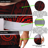 Hi Vis Shirt Reflective Tapes Red Neon Polynesian Custom Name Safety Workwear For Workers, Truckers, Operators