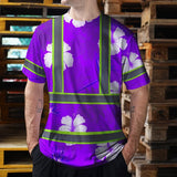 Hi Vis Shirt Reflective Tapes Violet Neon Custom Name Safety Workwear For Workers, Truckers, Operators