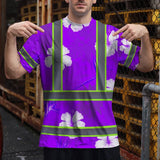 Hi Vis Shirt Reflective Tapes Violet Neon Custom Name Safety Workwear For Workers, Truckers, Operators