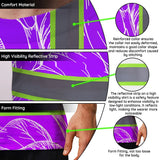 Hi Vis Shirt Reflective Tapes Violet Neon Flowers Custom Name Safety Workwear For Workers, Truckers, Operators