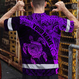 Hi Vis Shirt Reflective Tapes Violet Neon Turtle Hawaiian Polynesian Tribal