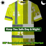 Hi Vis Shirt Reflective Tapes Yellow Neon Custom Name Safety Workwear For Workers, Truckers, Operators