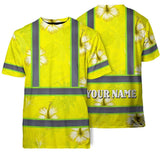 Hi Vis Shirt Reflective Tapes Yellow Neon Custom Name Safety Workwear For Workers, Truckers, Operators