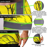 Hi Vis Shirt Reflective Tapes Yellow Neon Flowers Custom Name Safety Workwear For Workers, Truckers, Operators