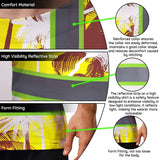 Hi Vis Shirt Reflective Tapes Yellow Neon Flowers Custom Name Safety Workwear For Workers, Truckers, Operators