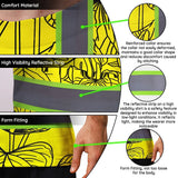 Hi Vis Shirt Reflective Tapes Yellow Neon Flowers Custom Name Safety Workwear For Workers, Truckers, Operators