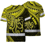 Hi Vis Shirt Reflective Tapes Yellow Neon Hawaii Octopus Custom