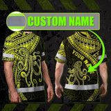 Hi Vis Shirt Reflective Tapes Yellow Neon Hawaii Octopus Custom
