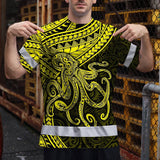 Hi Vis Shirt Reflective Tapes Yellow Neon Hawaii Octopus Custom
