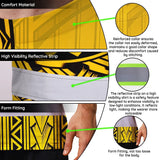 Hi Vis Shirt Reflective Tapes Yellow Polynesian Custom Name Safety Workwear For Workers, Truckers, Operators
