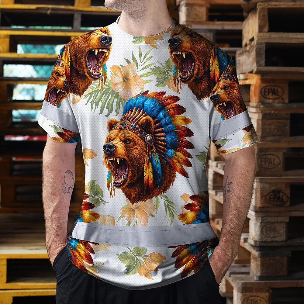 Hi Vis T Shirt Reflective Tapes Bear Native Custom Name Safety Workwear For Workers, Truckers, Operators