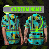 Hi Vis T Shirt Reflective Tapes Blue Neon Flowers Custom Name