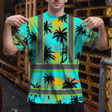 Hi Vis T Shirt Reflective Tapes Blue Neon Flowers Custom Name