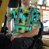 Hi Vis T Shirt Reflective Tapes Blue Neon Flowers Custom Name