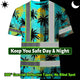 Blue Neon Flowers Hi-Vis T-Shirt