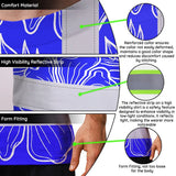 Hi Vis T Shirt Reflective Tapes Blue Neon Flowers Hawaii Custom Name Safety Workwear For Workers, Truckers, Operators