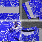 Hi Vis T Shirt Reflective Tapes Blue Neon Flowers Hawaii Custom Name Safety Workwear For Workers, Truckers, Operators