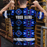 Hi Vis T Shirt Reflective Tapes Blue Violet Native Custom Name Safety Workwear For Workers, Truckers, Operators