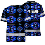 Hi Vis T Shirt Reflective Tapes Blue Violet Native Custom Name Safety Workwear For Workers, Truckers, Operators