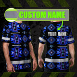 Hi Vis T Shirt Reflective Tapes Blue Violet Native Custom Name Safety Workwear For Workers, Truckers, Operators