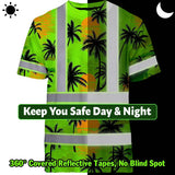 Hi Vis T Shirt Reflective Tapes Green Neon Flowers Custom Name