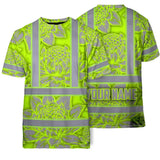 Hi Vis T Shirt Reflective Tapes Green Neon Grey Protea Custom Name Safety Workwear For Workers, Truckers, Operators