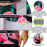 Hi Vis T Shirt Reflective Tapes Hawaii Flamingo Custom Name Safety Workwear For Workers, Truckers, Operators