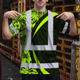 Hi Vis T Shirt Reflective Tapes Hawaiian Polynesian Tribal Custom Name Safety Workwear Workers, Truckers