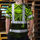 Hi Vis T Shirt Reflective Tapes Octopus Hawaiian Polynesian Tribal Custom Name