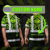 Hi Vis T Shirt Reflective Tapes Octopus Hawaiian Polynesian Tribal Custom Name