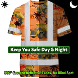 Hi Vis T Shirt Reflective Tapes Orange Neon Dump Truck Custom Name Safety Workwear For Workers, Truckers, Operators