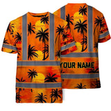 Hi Vis T Shirt Reflective Tapes Orange Neon Flowers Custom Name